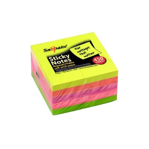 Adhesive Note Cube 3x3 Neon