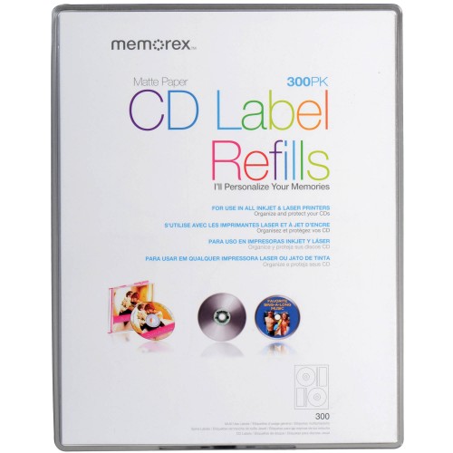 memorex cd labels 120pk matt