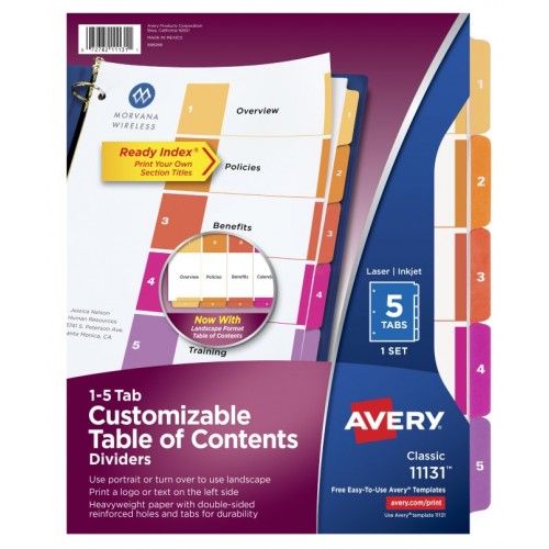 Avery 3 Ring Dividers (Numbered) 1-5