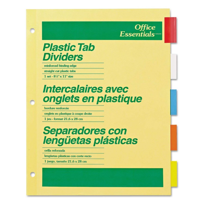Office Essentials plastic tab dividers - BOSS - School and Office Supplies
