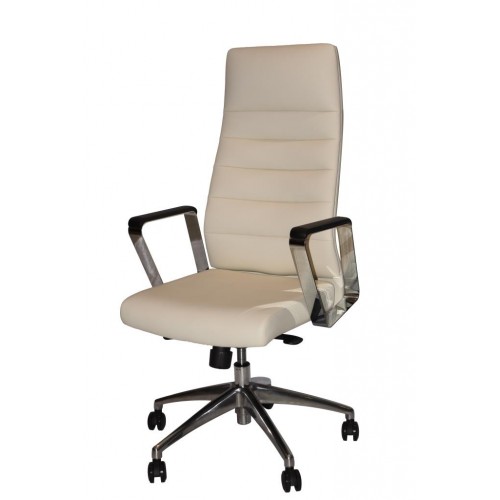 High Back Leather Chair Cream