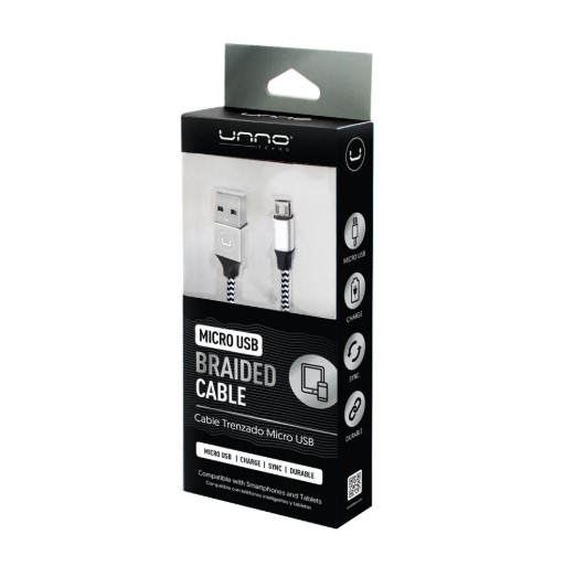 CABLE MICRO USB BRAIDED 5FT/1.5M -SILVER