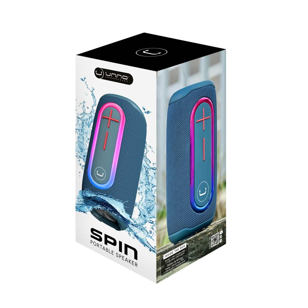 SPEAKER SPIN BT WATERPROOF TWS LED 20W - BLUE