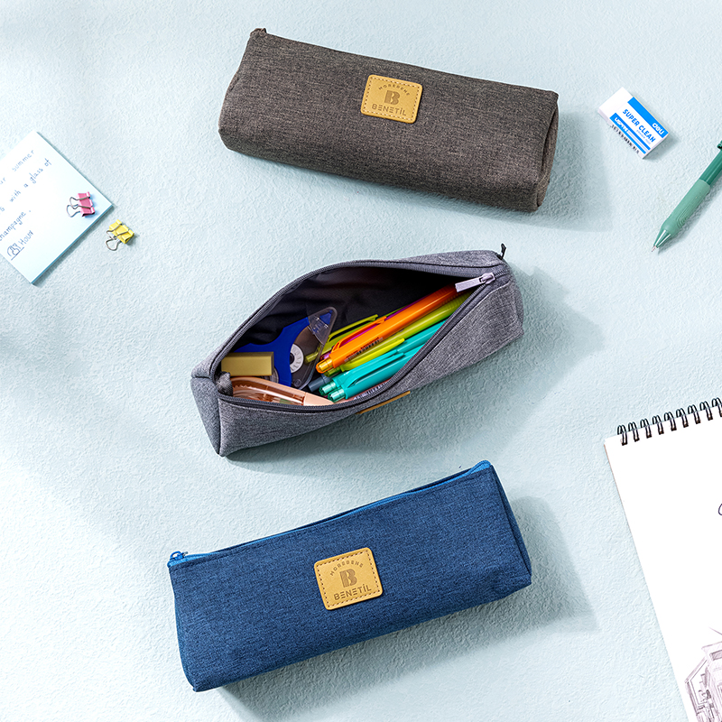 CASE PENCIL POUCH 8CM BLUE/DARK GREY/GREY