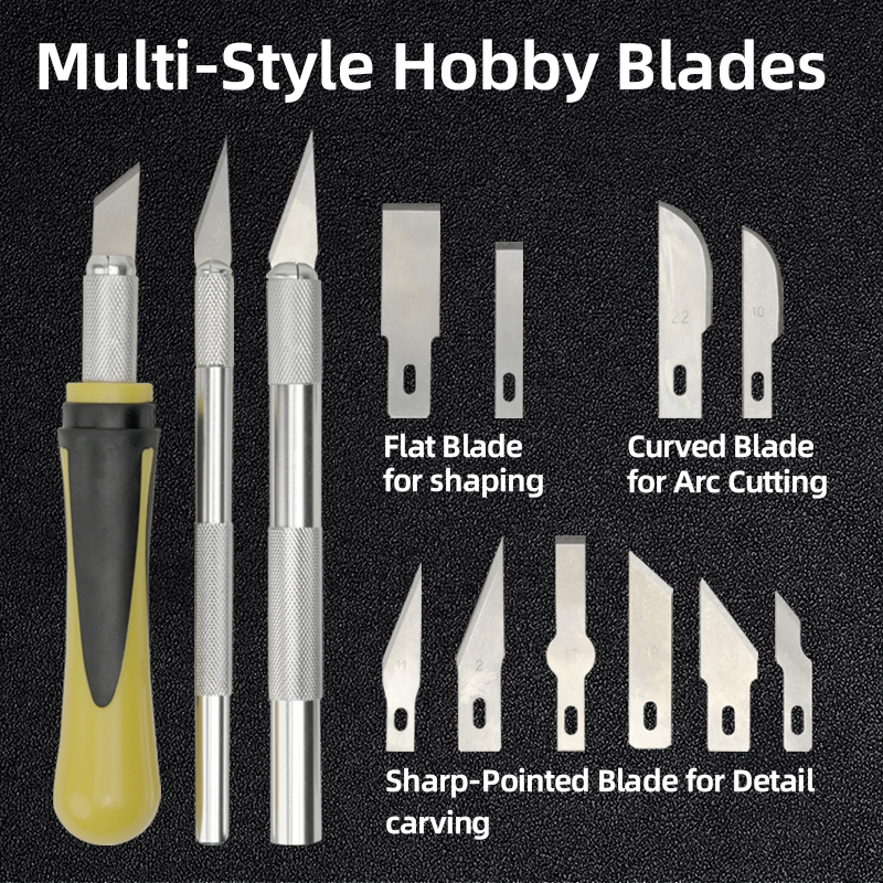HOBBY KNIFE SET 16PCS YELLOW