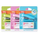 STAPLER MINI 12 SHEETS BLUE/GREEN/PINK