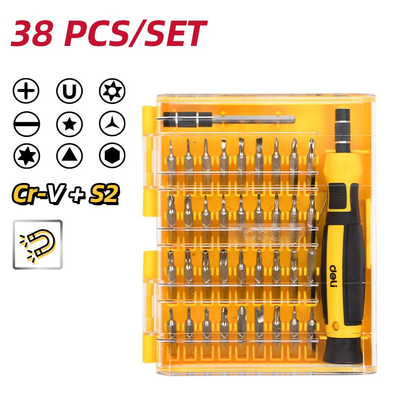 TOOLS ELECTRONIC SCREWDRIVER 38PCS YELLOW