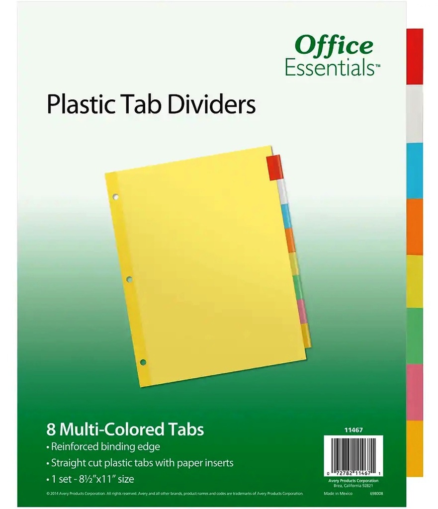 DIVIDERS 8PT PLAS TAB (11467)