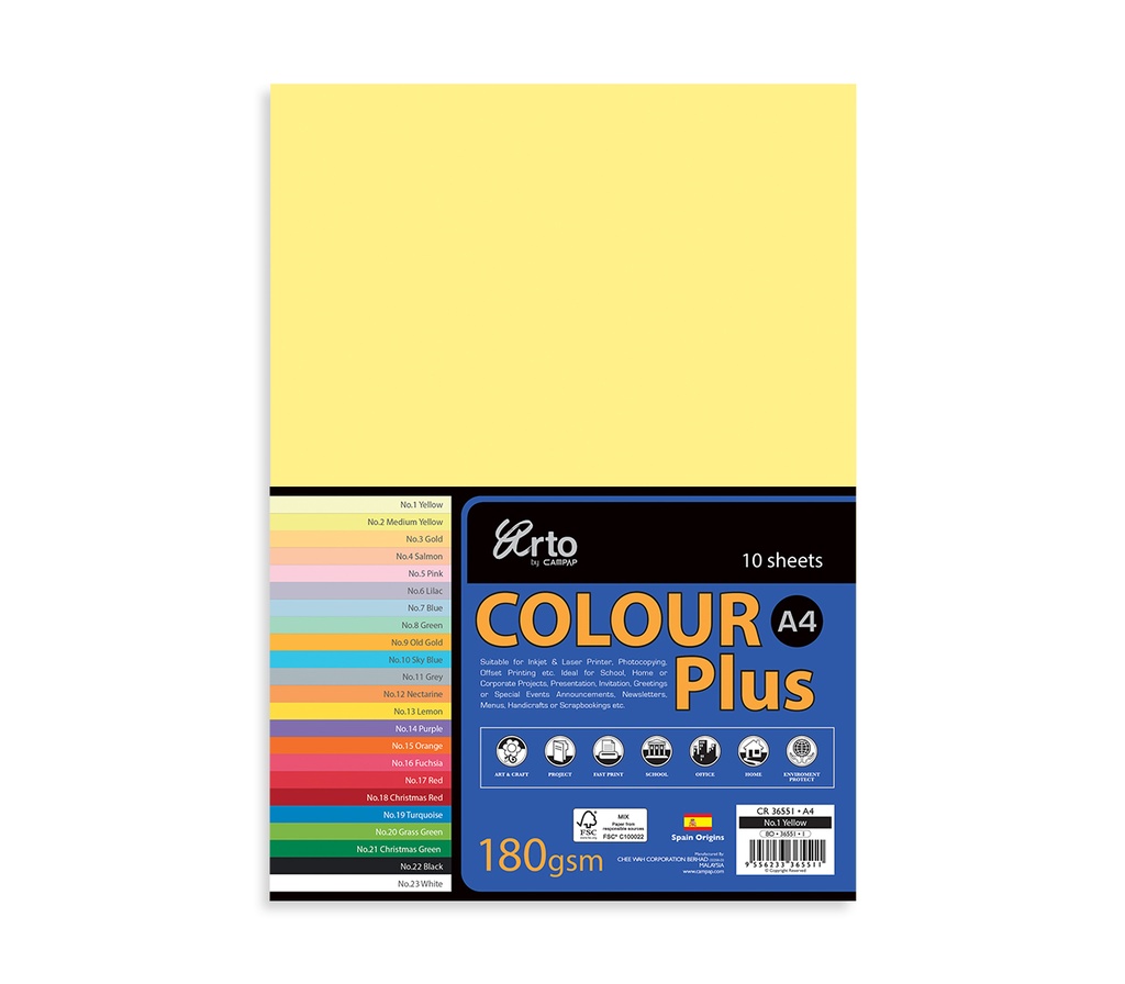 BOARD COLOR PLUS YEL 20X25