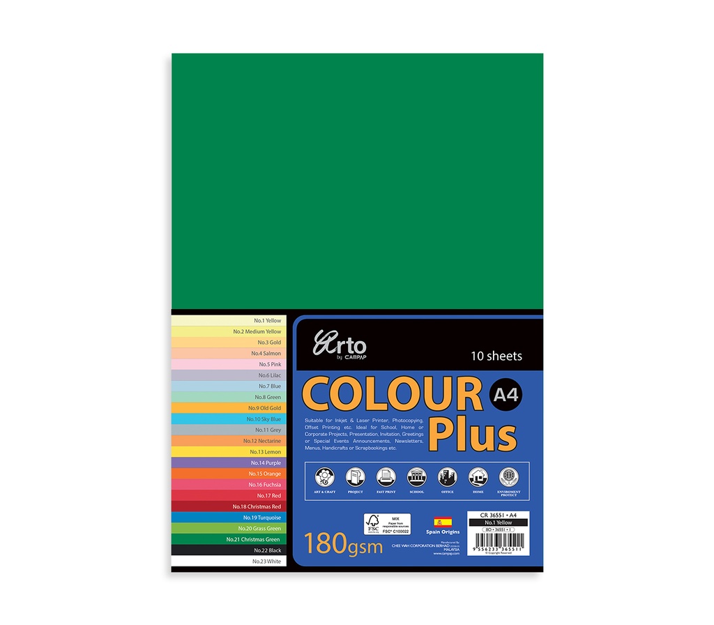 BOARD COLOR PLUS GRN 20X25