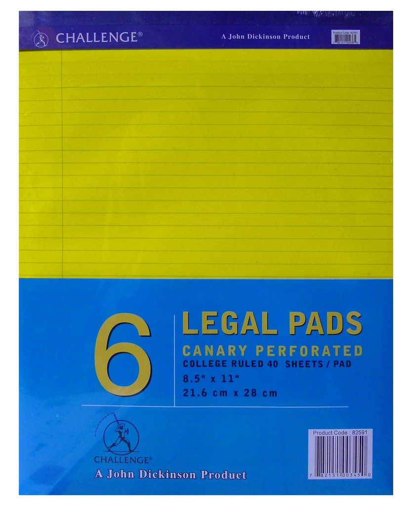 PAD RULED CANARY L/S PERF