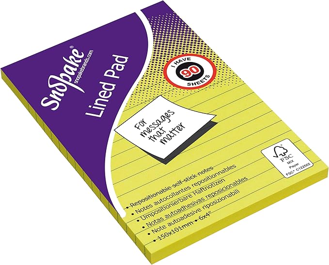 PAD STICKY LINED 6X4 YELL