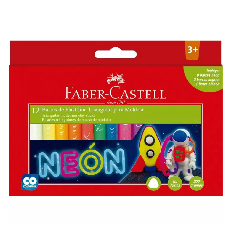 CLAY PLASTICINE 12'S NEON (PLN12)