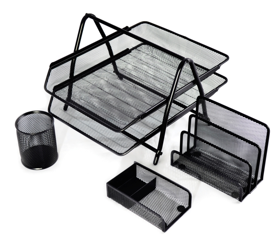 TRAY DESK SET MESH BLK-4PC