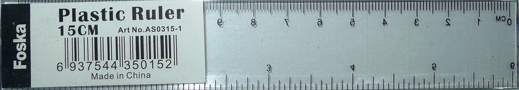 RULER PLASTIC 6IN/15CM 3151