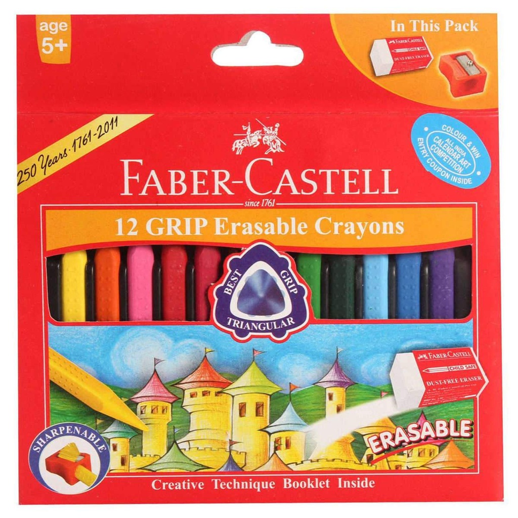CRAYONS F-C 12'S GRIP ERASABLE
