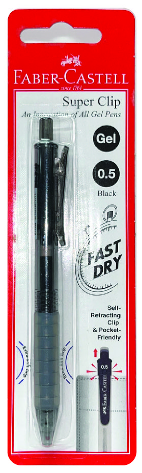 BLISTER PEN S/CLIP GEL .5 BK