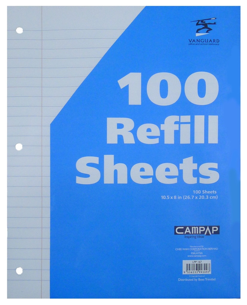 SHEET REFILL L/S WHT3R 100SHT