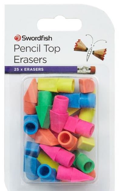 ERASER PENCIL TOP 25 ASST COL
