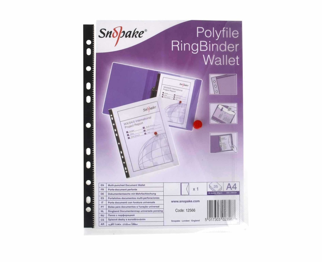 FILE POLY RINGBINDER WALLET A4