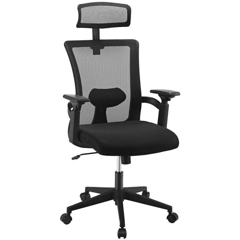 MESH BACK CHAIR WITH HEADREST BLACK