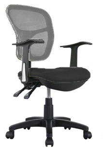 MESH BACK CHAIR GREY BACK BLACK FABRIC SEAT