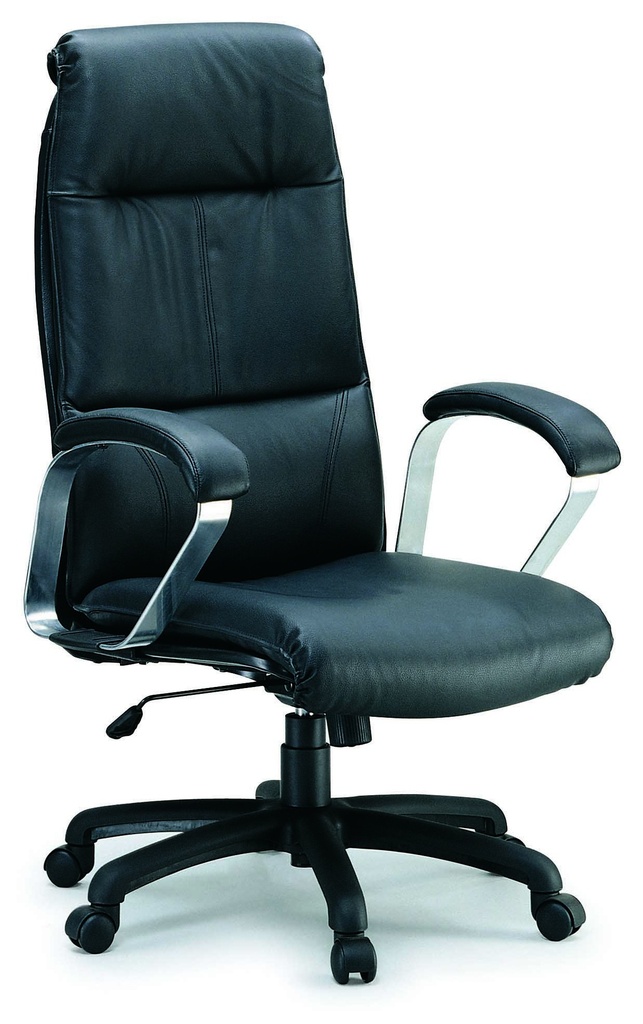 HIGH BACK PADDED LEATHER CHAIR BLACK