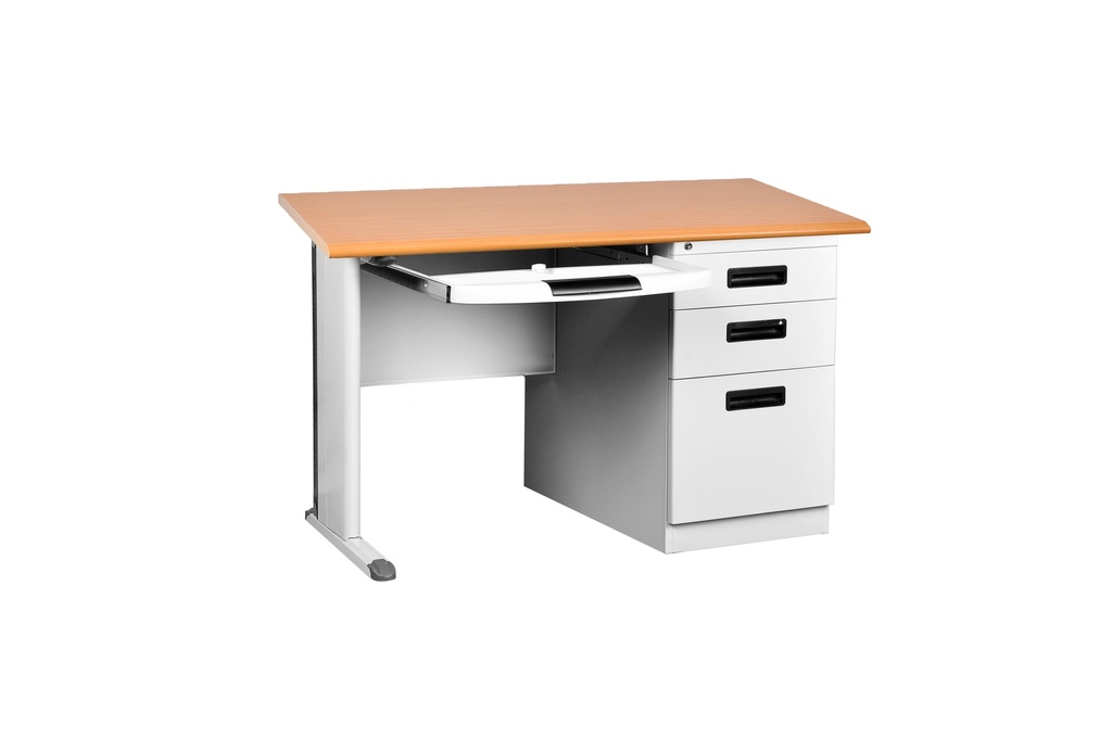METAL DESK 48X24" WITH DRAWS L/OAK TOP GREY DESK