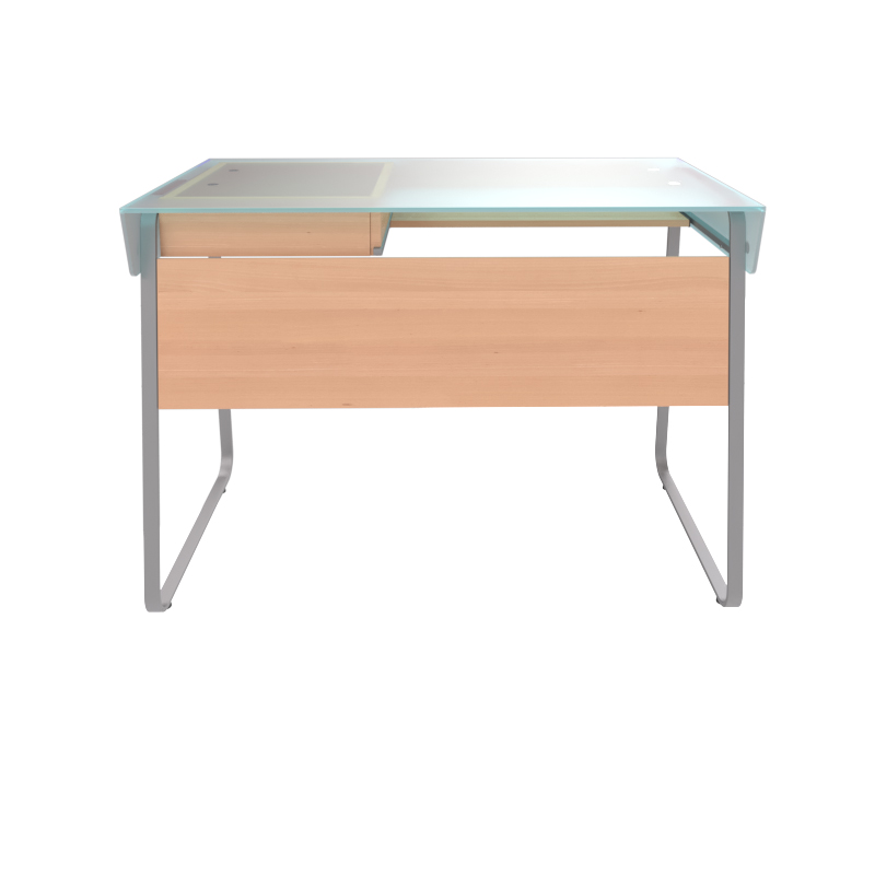 GLASS TOP DESK WITH WOODEN FRAM
