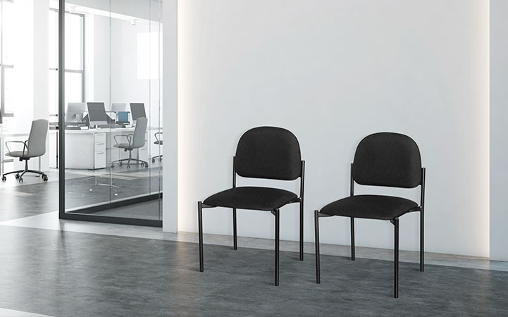 VISITOR CHAIR FABRIC NO ARMS BLACK