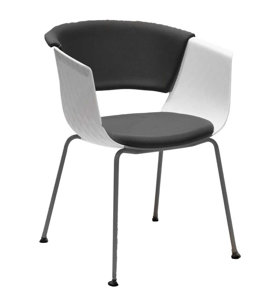 VISITOR CHAIR POLY PADDED SEAT WHITE AND GREY***