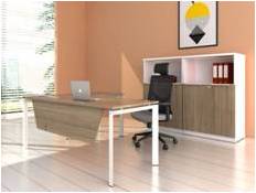 L SHAPED DESK WHITE MAPLE WHITE LEGS 60 X 60"