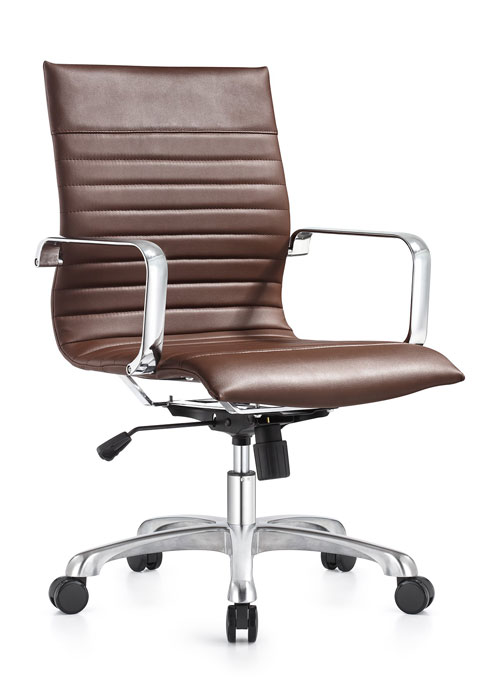 MID BACK LEATHERETTE CHAIR BROWN