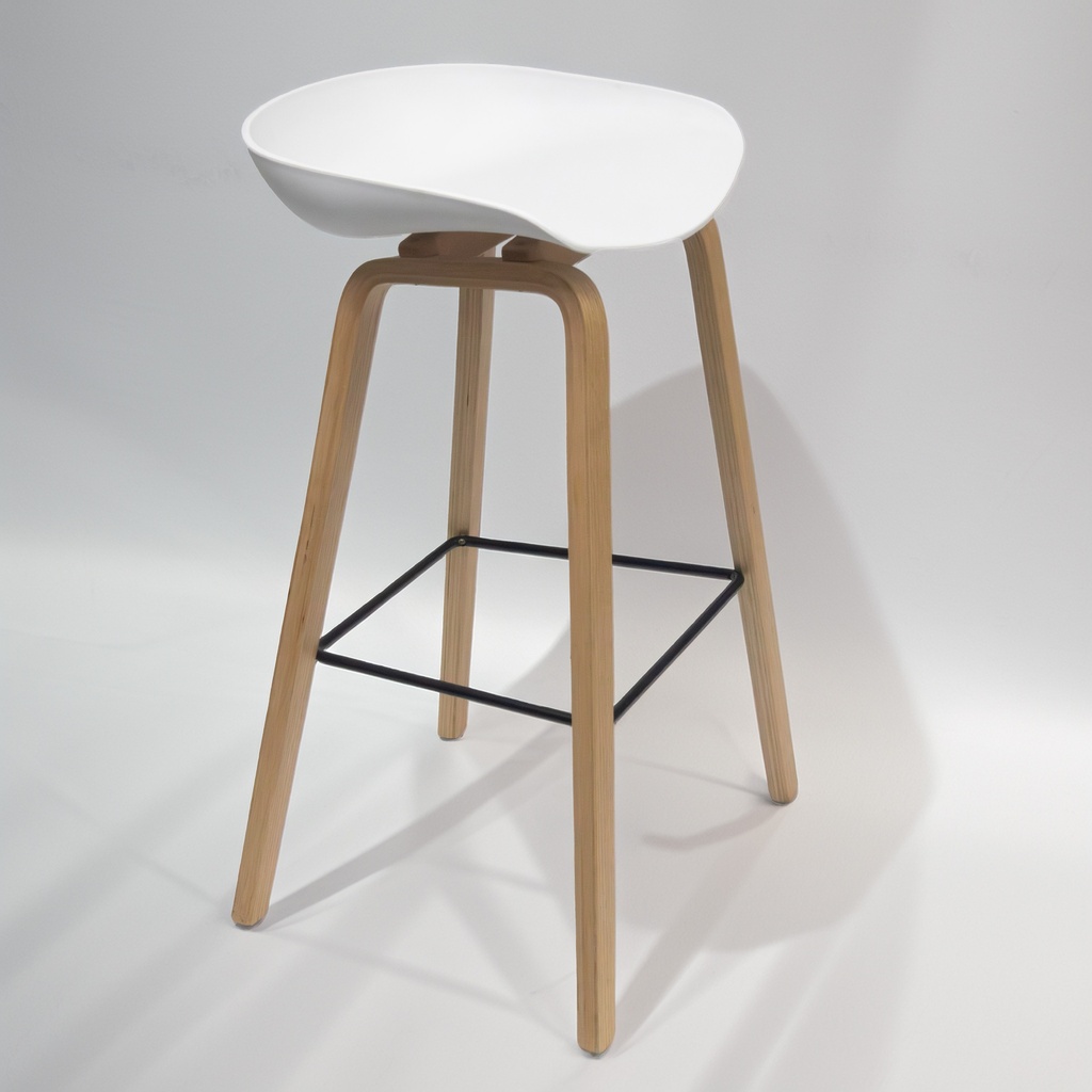 BAR STOOL WOODEN FRAME WHITE SEAT
