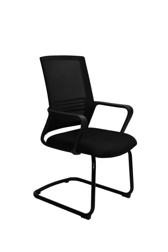 VISITOR CHAIR MESH BACK FABRIC SEAT BLACK