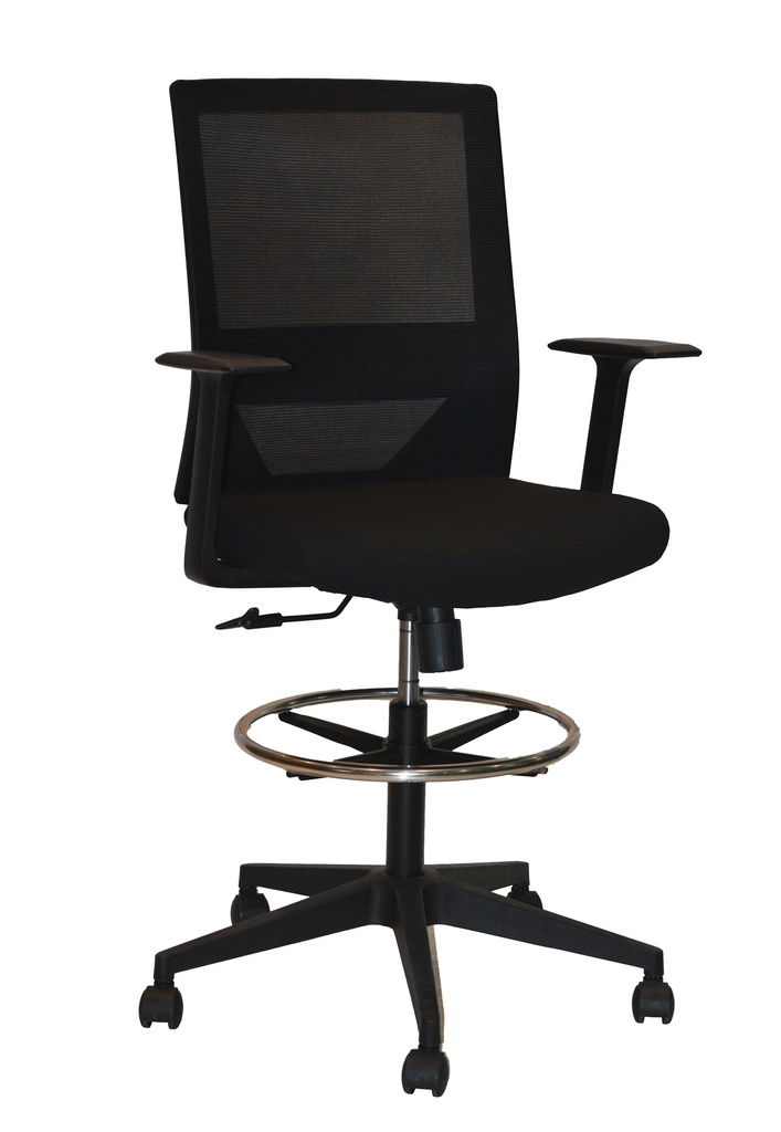 HIGH TASK CHAIR MESH BACK FABRIC SEAT BLACK