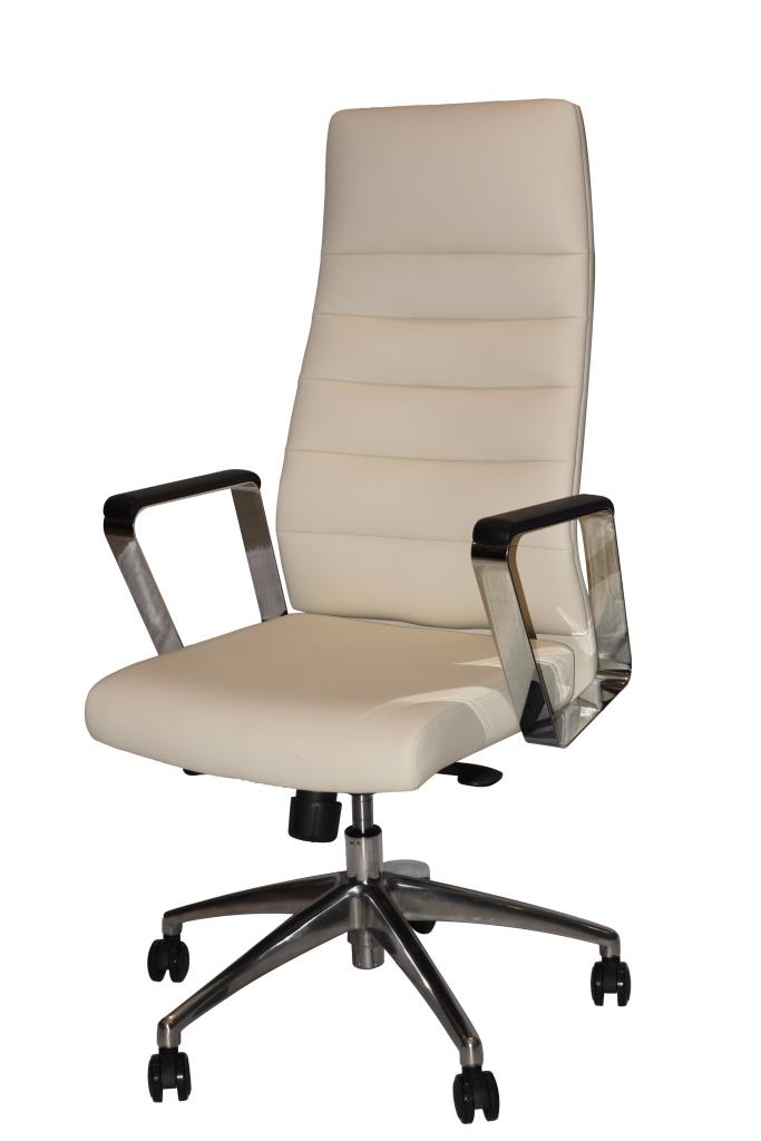HIGH BACK LEATHER CHAIR CREAM