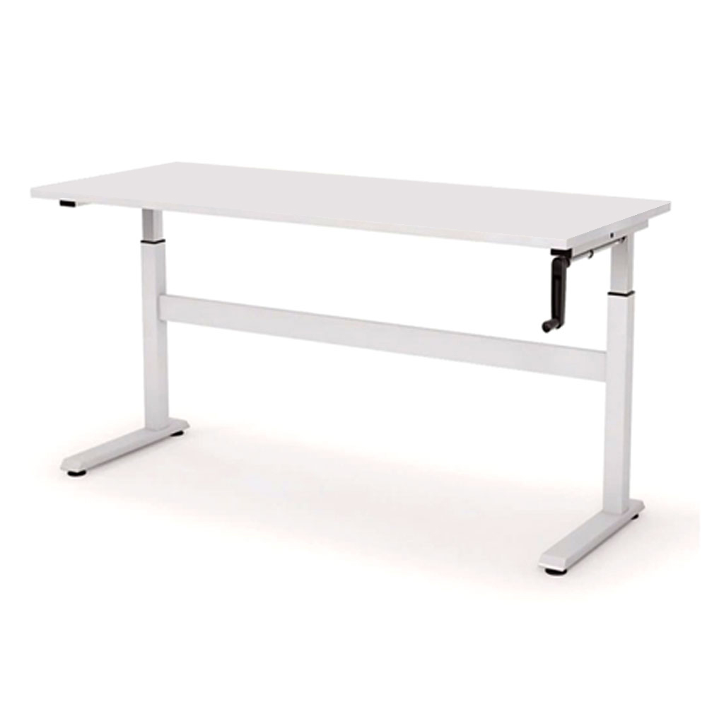 HEIGHT ADJUSTABLE DESK 60X30" WITH HAND CRANK WHITE