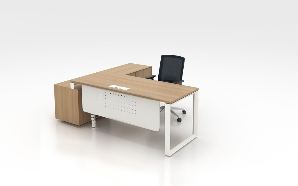 WORKSTATION 5FT DESK W 5FT CREDENZA WHITE MAPLE