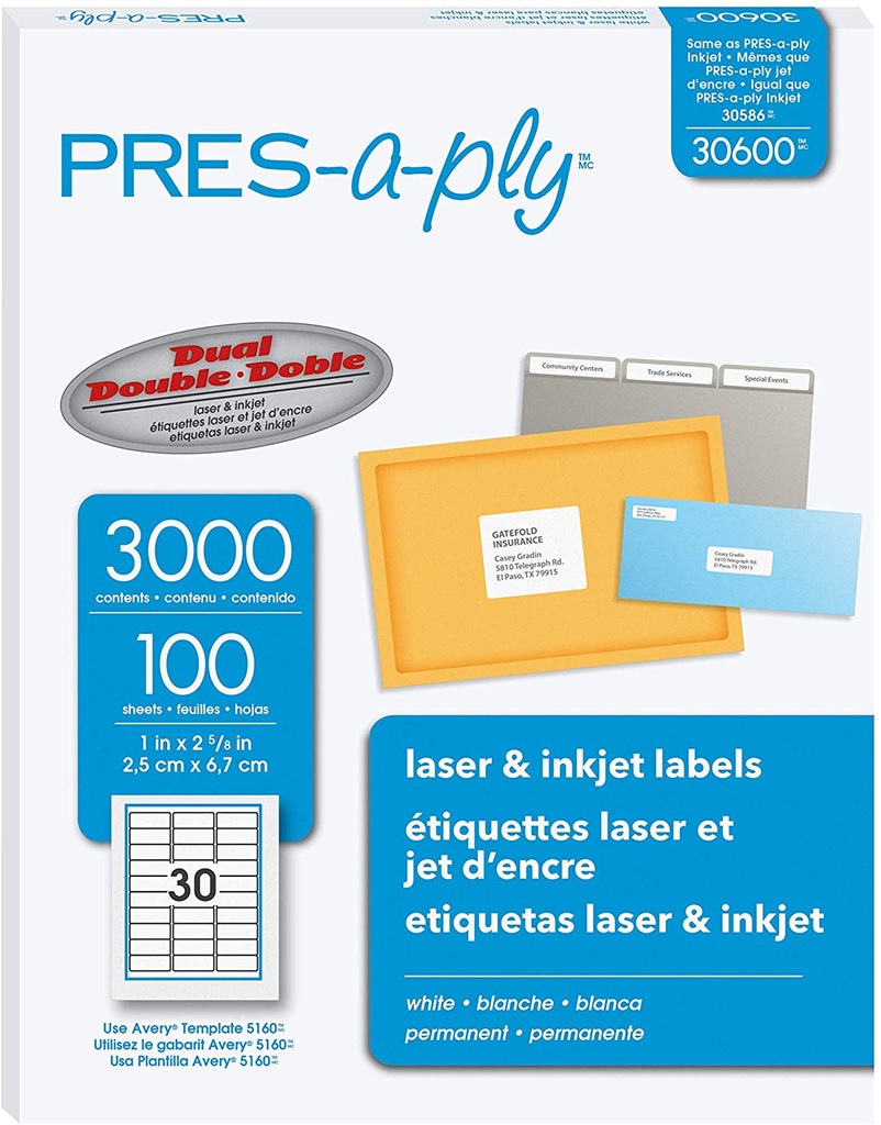LABEL LASER INKJET1X25/8 30600