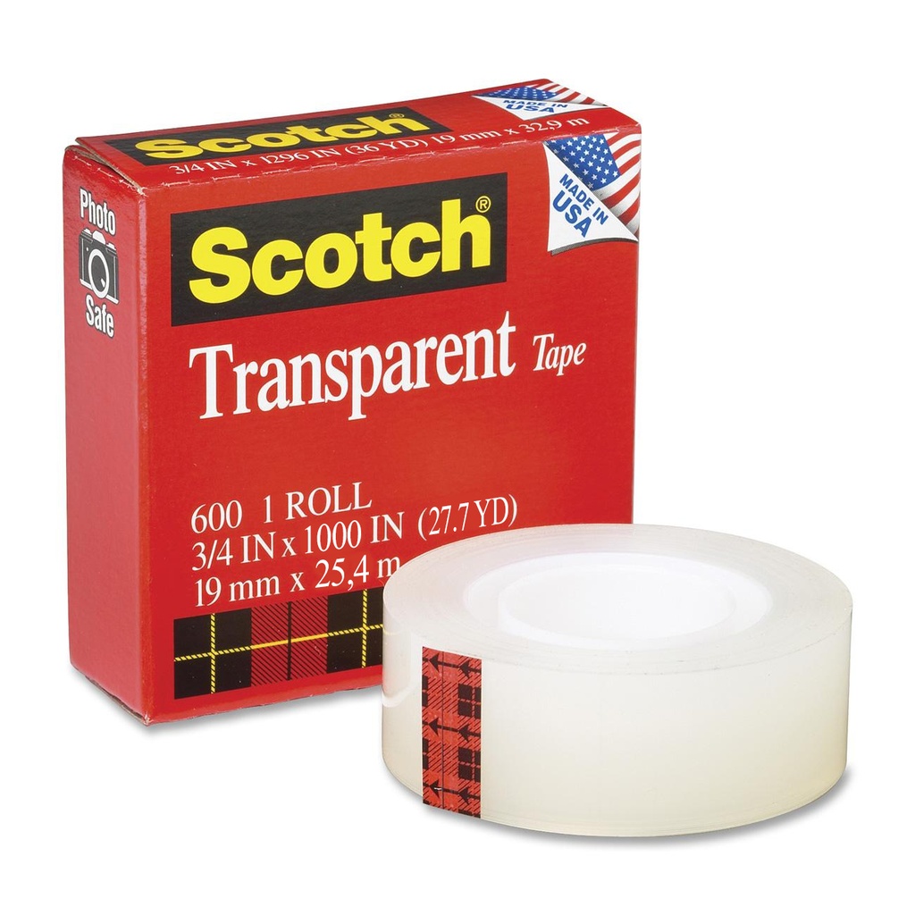 TAPE VINYL 3/4X1000 600 TRANSP