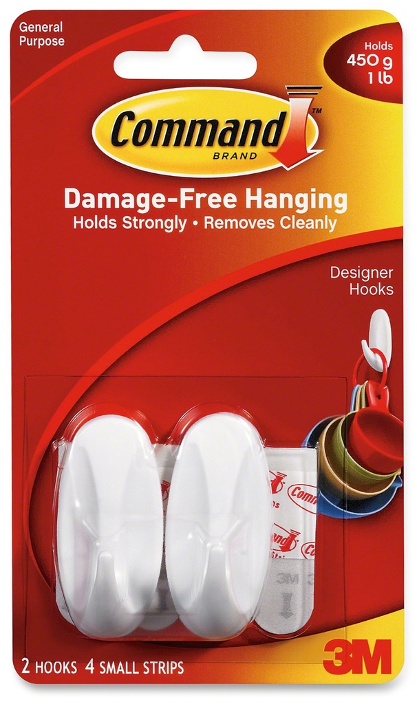 COMMAND HOOKS SMALL(2)  (1LB)
