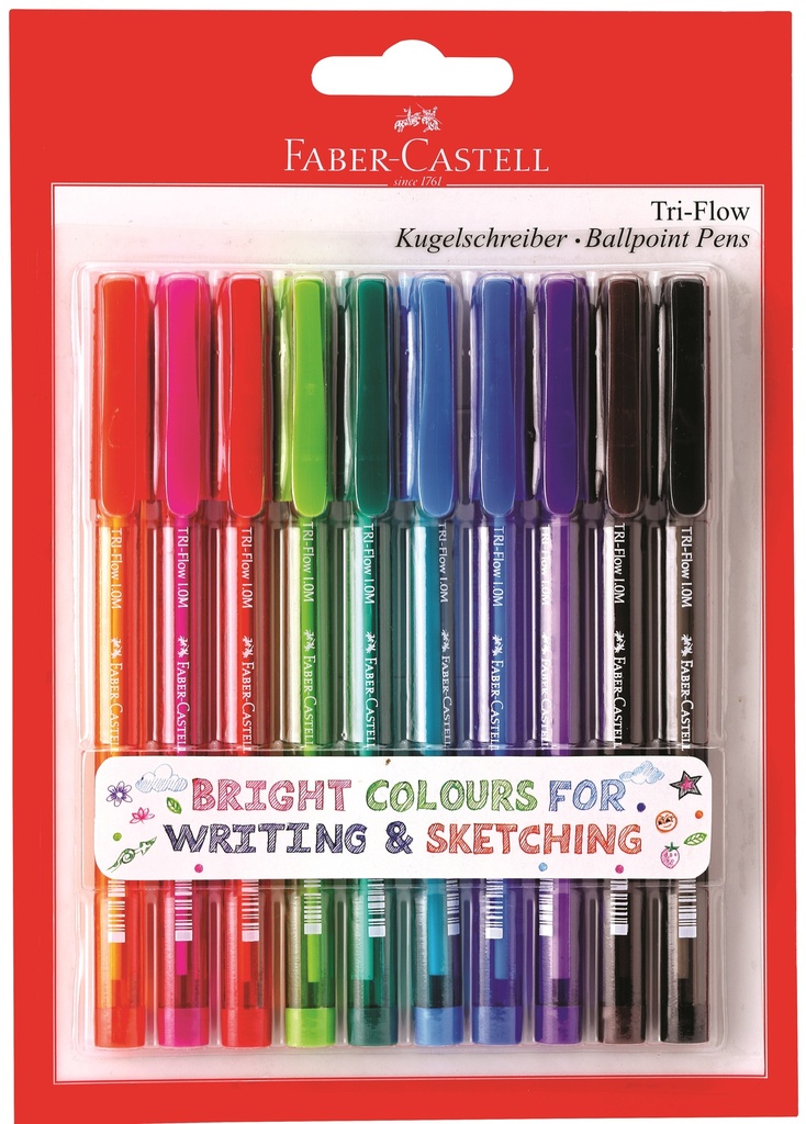 PEN BALL 1MM 10"S ASST