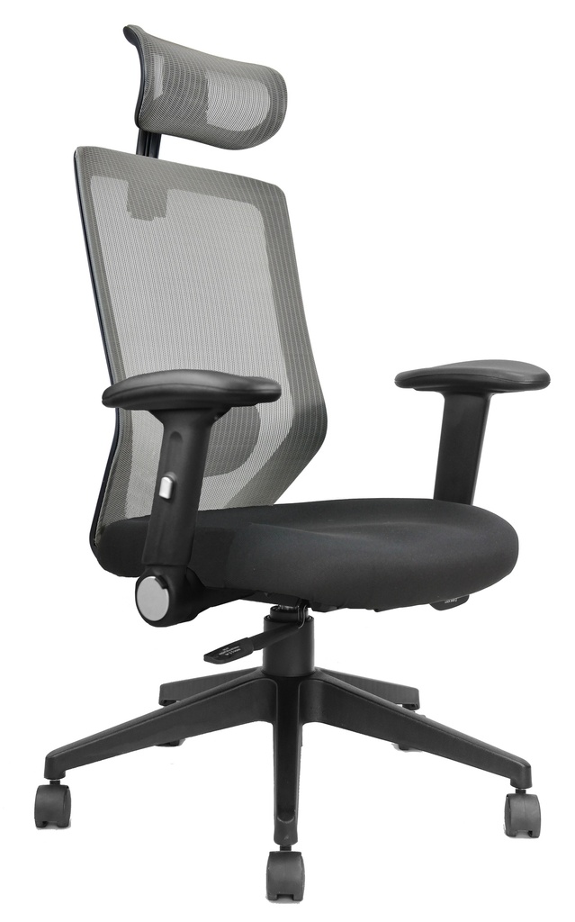 MESH BACK CHAIR WITH HEADREST BLACK/GREY