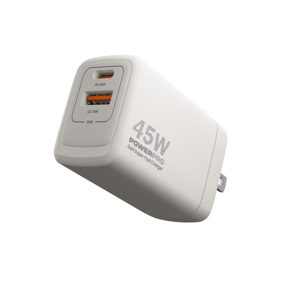 WALL FAST CHARGER GAN PD45W DUAL PORT TYPE A & C