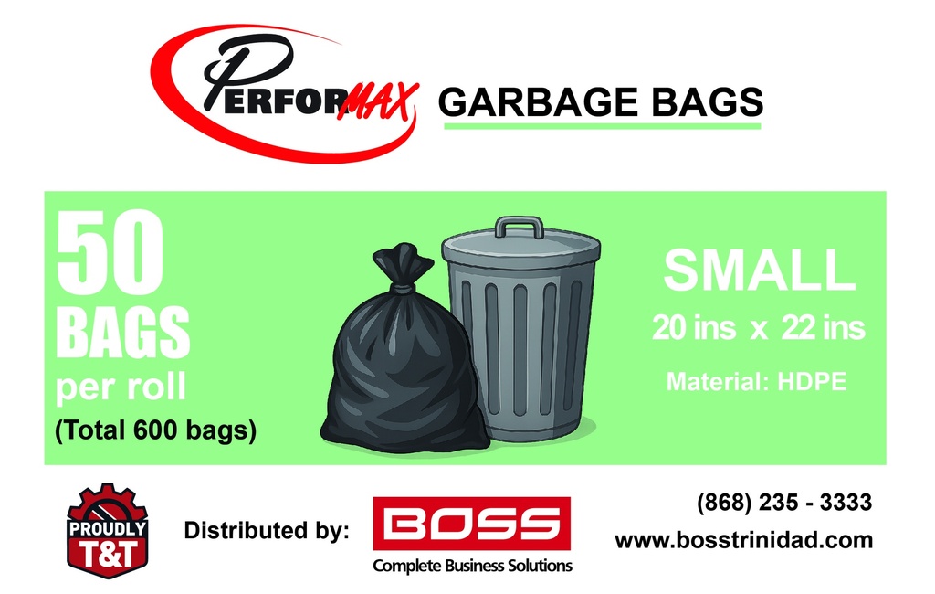 BAG GARBAGE SMALL - BLACK 50 BAGS per ROLL