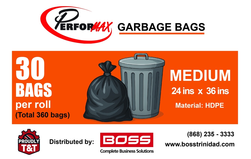 BAG GARBAGE MEDUIM - BLACK 30 BAGS per ROLL
