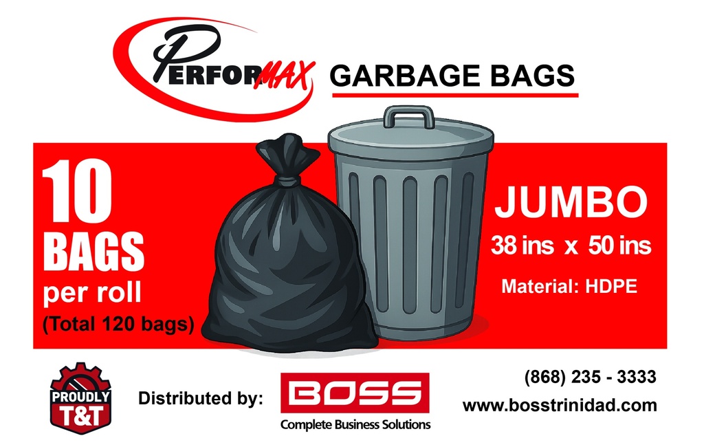 BAG GARBAGE JUMBO - BLACK 10 BAGS per ROLL
