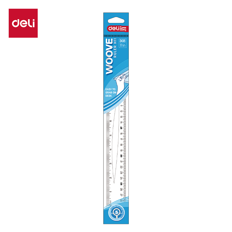 RULER PLASTIC 12" TRANSPARENT BLUE