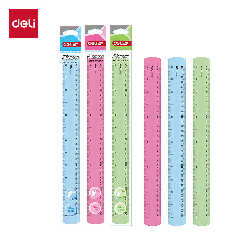 RULER PLASTIC 12" TRANSPARENT ASST COL